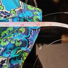 Vtg 60s True Hawaiian Design Thai Blue Cotton QUILTED FLOWERS Maxi Dress Sz S/M