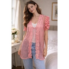 Vintage Alana Gale Intimates Mesh Bed Jacket Coquette Balletcore Pink L