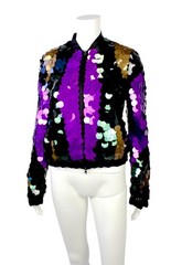 SPECTACULAR VINTAGE 2008 MIU MIU BY PRADA PALETTES SEQUIN BOMBER JACKET NOS