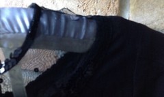 VTG 30s Black Crepe Dress Sz XXS 23″-24″W Theater Costume Play DAMAGED AS-IS