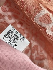 Vintage 80s RAMOLE CLASSIC Peach & White Elegant Lace Lined Maxi Dress Sz Medium