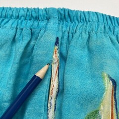 Nino Wong Women’s Tropical Sailboat Elastic Waist Rayon Shorts Vintage L
