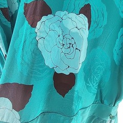 Vintage 80’s Silk Studio 100% Silk Dress Teal Blue & Black Size 8