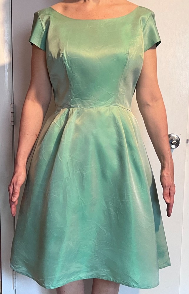 Vintage 50’s Harry Keizer Mint Green Fit Flare Short Sleeve Dress Size 10