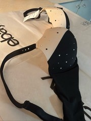 VTG Ambrielle Extreme PushUp UW Solid Black/Tan (Ivory) Rhinestones NWT Sz 38C