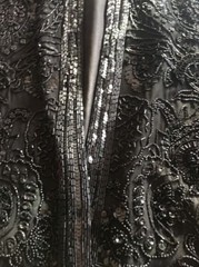 Vtg Vintage D’ore Silk Black Beaded Detail Jacket Dress Coat Size Large