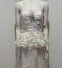 Roberta 90s Y2K Fairy Iridescent‎ Organza Gown NWT Prom Formal White Wedding 7/8