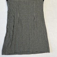 Vintage Wool Gingham Plaid Jumper Dress Pinafore Black Grey Homemade Pullover M