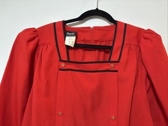 Vintage 18W Stewardess Dress Red Black Vtg Button Accents Made In USA California