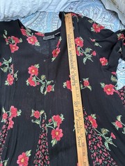 Vintage 90s Starina Black Floral Crinkle Rayon Maxi Dress L Whimsigoth Prairie
