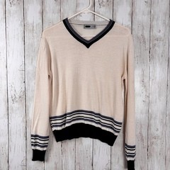 Vintage 1980s Fila V-Neck Knit Tennis Preppy Ivy League Sweater Women Sz 8
