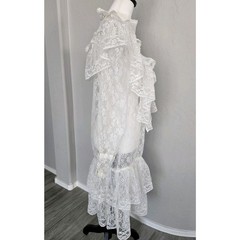 Vtg Street Scene Victorian Style Layered Overlay Sheer Lace Dress Sz 15/16 *Read