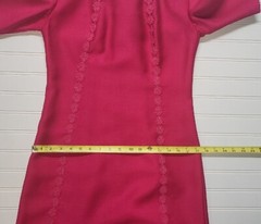 Vintage 70s Silvia Ann Pink Sheath Dress Womens Size 10 Knee Length Flowers