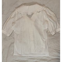 Laura Ashley Vintage 80s White Peter Pan Collar Blouse Puff Sleeve Pintuck Bow