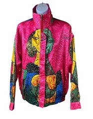 Vintage 80’s Picasso Satin Bomber Style Art to Wear AOP Jacket One Size