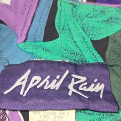 April Rain Vintage Floral Midi Dress Purple Green Rayon Long Sleeve USA Size 7-8