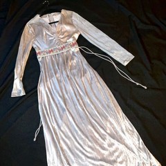 Vintage DRESS size 10 12 Princess Bridgerton costume silver grey velvet regency