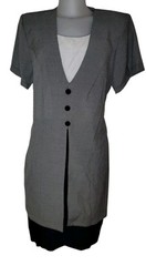 Vtg DBY Sz 14 Women’s Gray & Black Officecore Secretary Business 90s 80s Dress