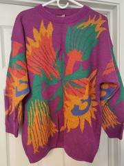 VTG 1980’s Esprit Sport Tropical Floral Sweater Women Medium M Retro Abstract