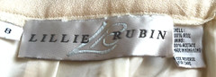 VTG Lillie Rubin Cream Wool Crepe Skirt Suit Beaded Trim/Rhinestones SZ 8