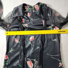 VTG Henry Allen Sheer Sleeve Floral Blouse Womens M Black Whimsigoth Romantic
