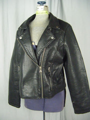 HOT TOPIC Vtg Black Faux Leather Biker Jacket-Bust 41/ M