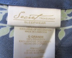 SECRET TREASURES SMOKEY BLUE floral COTTAGE CORE 100% SATIN GLOSSY nightgown L