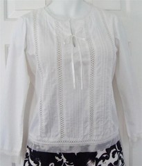 LN Vintage FADED GLORY Embroidered BOHO Peasant Style LS Dressy Blouse Sz S