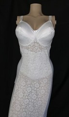 38 D Vintage TIGHT FIRM Satin Lace Bra Girdle Full Slip Spandex One Piece Shaper