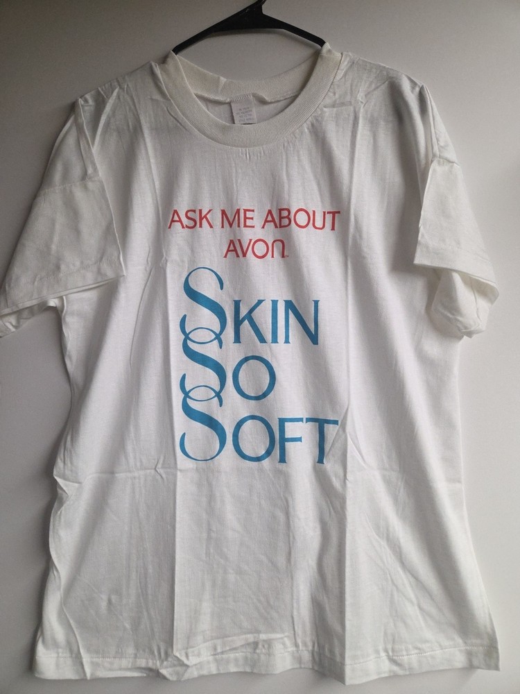 Vintage 80s 90s Skin So Soft AVON White Single Stitch T-shirt 21×28 (L) 1 Size