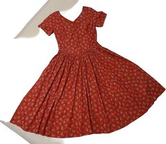 Vtg Laura Ashley Red Floral Midi Prarie Dress UK 14 US 10 Cottagecore Teatime