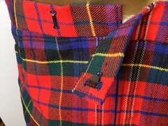 Vintage Homemade Wool Skirt Red Tartan Plaid Midi 28 Inch Waist Lined