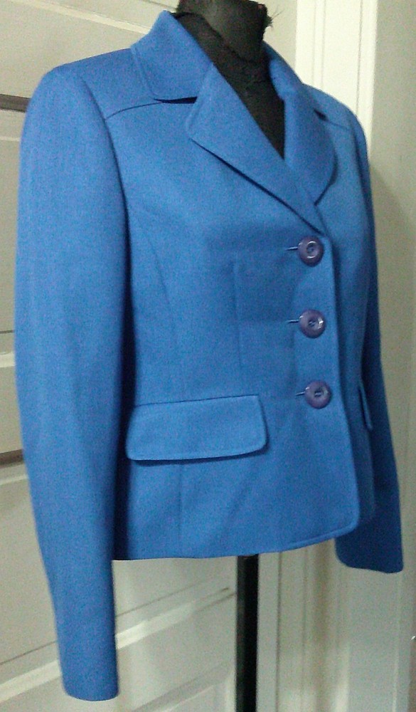 90’s EVAN PICONE Royal Blue Lined Structured Suit Jacket Blazer 8P