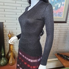 Vintage 1970’s black lurex v-neck long sleeve too by Renée Tener for Outlander