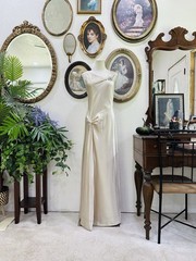 Vintage 1990s Champagne Bias Cut Bridal Gown | J.R. Nites by Caliendro
