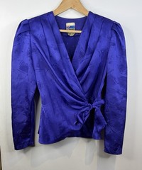 Vintage Syndicate Purple Cocktail Jacket Size AU 8 Balero Satin Retro 1980’s