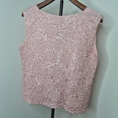 Rafael Essential Vintage 90s Popcorn Crinkle Sequin Tank Top Pink Sleeveless S