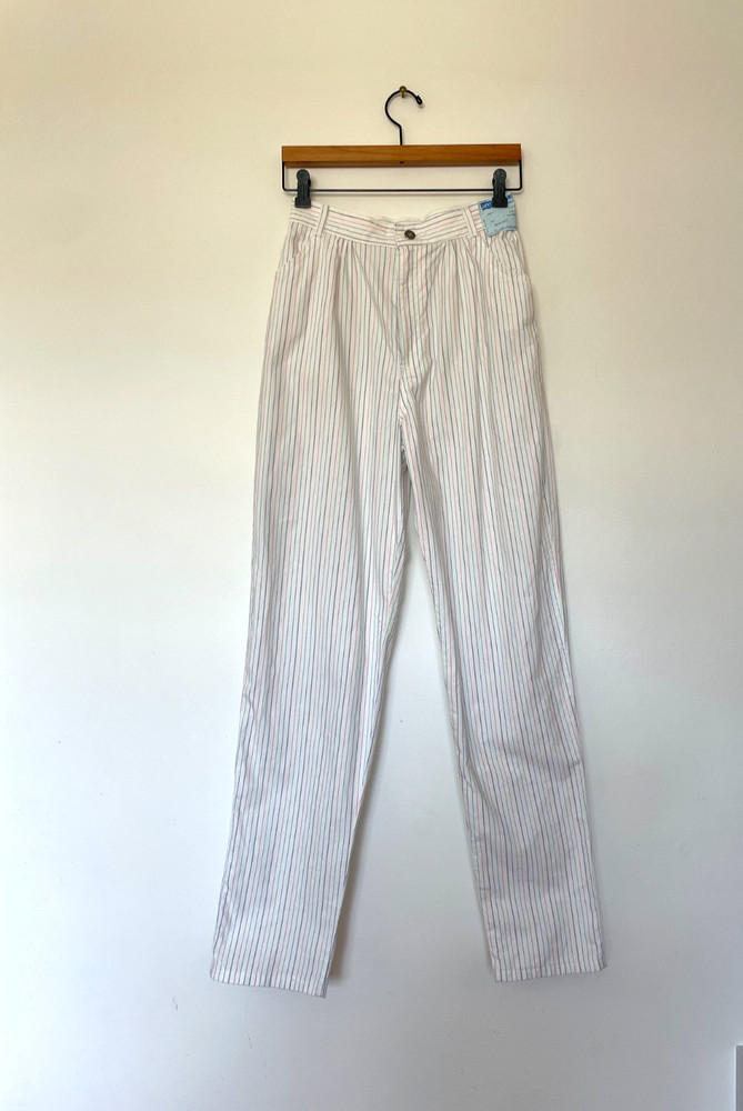 Vintage 1980s Levis Deadstock Juniors Candy Stripe tapered Pants Sz 11, White