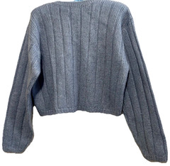 Vintage 1980s Extra Energy De Rotchild Blue Cropped Mohair Blend Sweater Medium