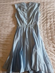 Alison Ayres Original Vintage 1950s Baby Blue Sleeveless Pleated A-Line Midi Dre