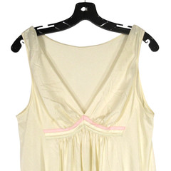 VTG VAL MODE Smooth NYLON Ivory PINK SATIN DETAIL Sleeveless LOUNGE NIGHTGOWN S