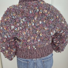 VTG Bini Knit Handmade Wool Chunky Knit Knot Cardigan Large Multicolored Italy