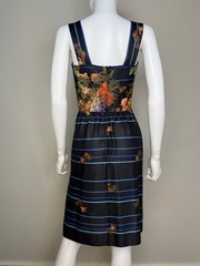 Vintage 1970s Black Floral Sleeveless Dress and Matching Top Set 70s Vivente! XS