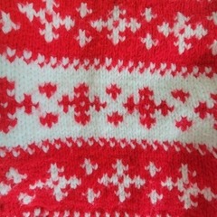 Vintage Nordic wool cottage core grandma sweater red handmade Sz S