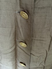 VINTAGE OLEG CASSINI SILK DRESS BEIGE GOLD BUTTONS SIZE 10