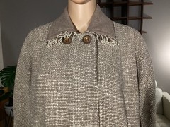 Vintage 50’s 60’s Brown Wool Tweed Open Front Swing Coat Jaunty Juniors