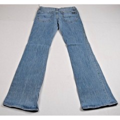 Vintage Guess Jeans Size 26 x 31.5 90s Light Blue Fade Low Rise Flare Made USA