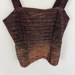 vtg 90s FORMULA X Brown Bronze Copper METALLIC Tank Top Club Delias S USA Y2K