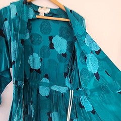 Vintage 80’s Silk Studio 100% Silk Dress Teal Blue & Black Size 8