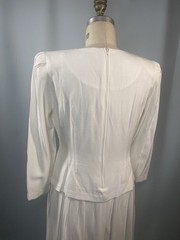 Vintage Dress SIZE 10P MEDIUM ivory white KARIN STEVENS classic MOB 80s 90s